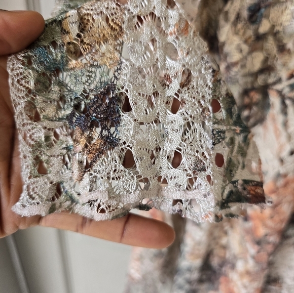 Frazzle Sheer Lace Blouse Womens Sz L Studed Lined High Low Coastal Y2k … - Picture 13 of 15